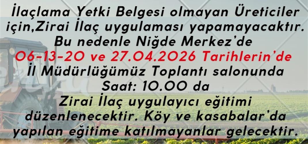 Bitki Koruma Ürünleri Uygulama Belgesi Eğitim Toplantısı